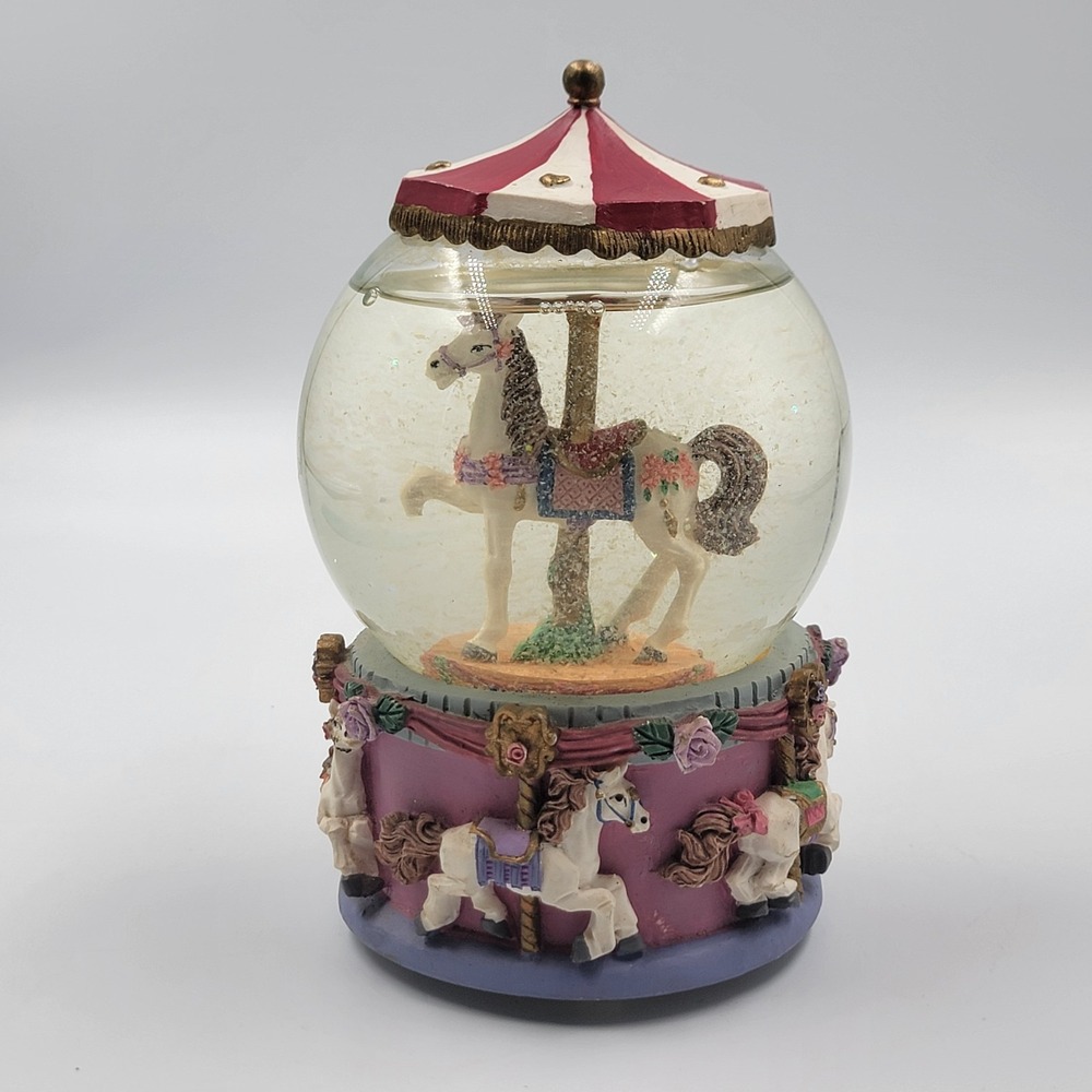 Vintage Water Ball 'Gift Gallery' Carousel Waltz Musical Snow Globe Purple